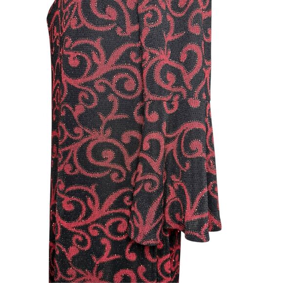Jessica Howard Women’s 10 Evening Midi Dress Red Black Sparkle Holiday Party - Picture 4 of 9